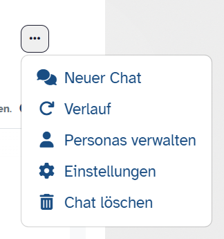 Drei-Punkte-Menü im ByCS-KI-Chat mit dem Eintrag Personas verwalten.
