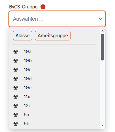 Auswahl einer ByCS-Gruppe