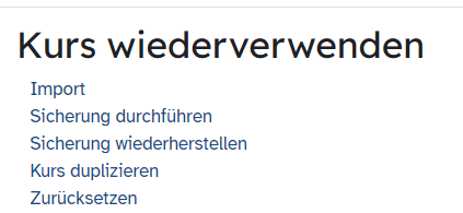 Menü Kurs wiederverwenden