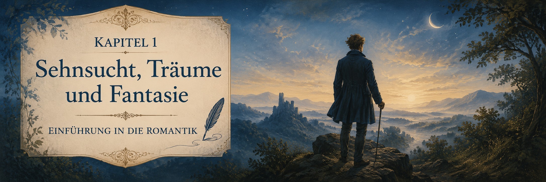 KI-generierte Illustration zur Literaturepoche Romantik